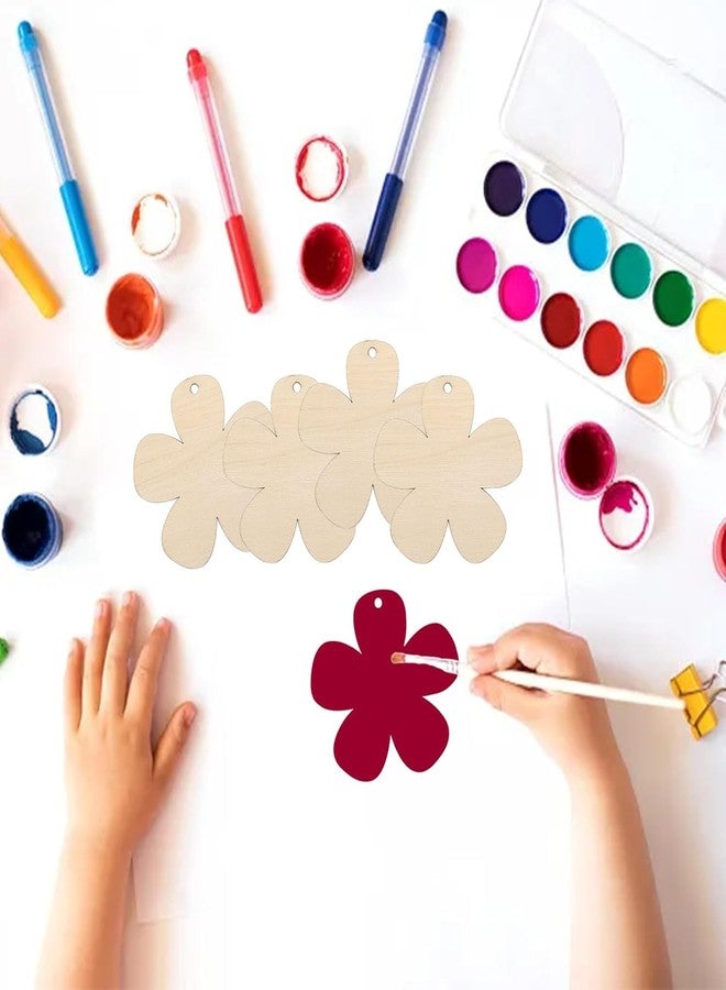 Cliths 15Pcs Flower Wood Cutouts for DIY Crafts Unfinished Wood Ornaments with Hole to Paint Wooden Flower Shapes for Kids Art, Home Hanging Decor, Party Decoration - Image 5